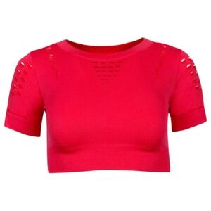90 Degree by Reflex Women's Short Sleeve Crop Top In Raspberry Jam Size L NEW